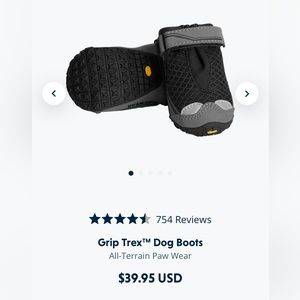 RuffWear Grip Trex Dog Boots. Obsidian Black. Size 2.0.